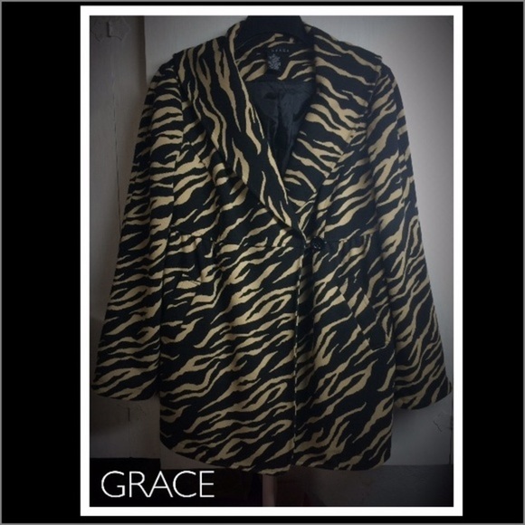 grace Tan and Black Zebra Print Coat - Picture 1 of 4